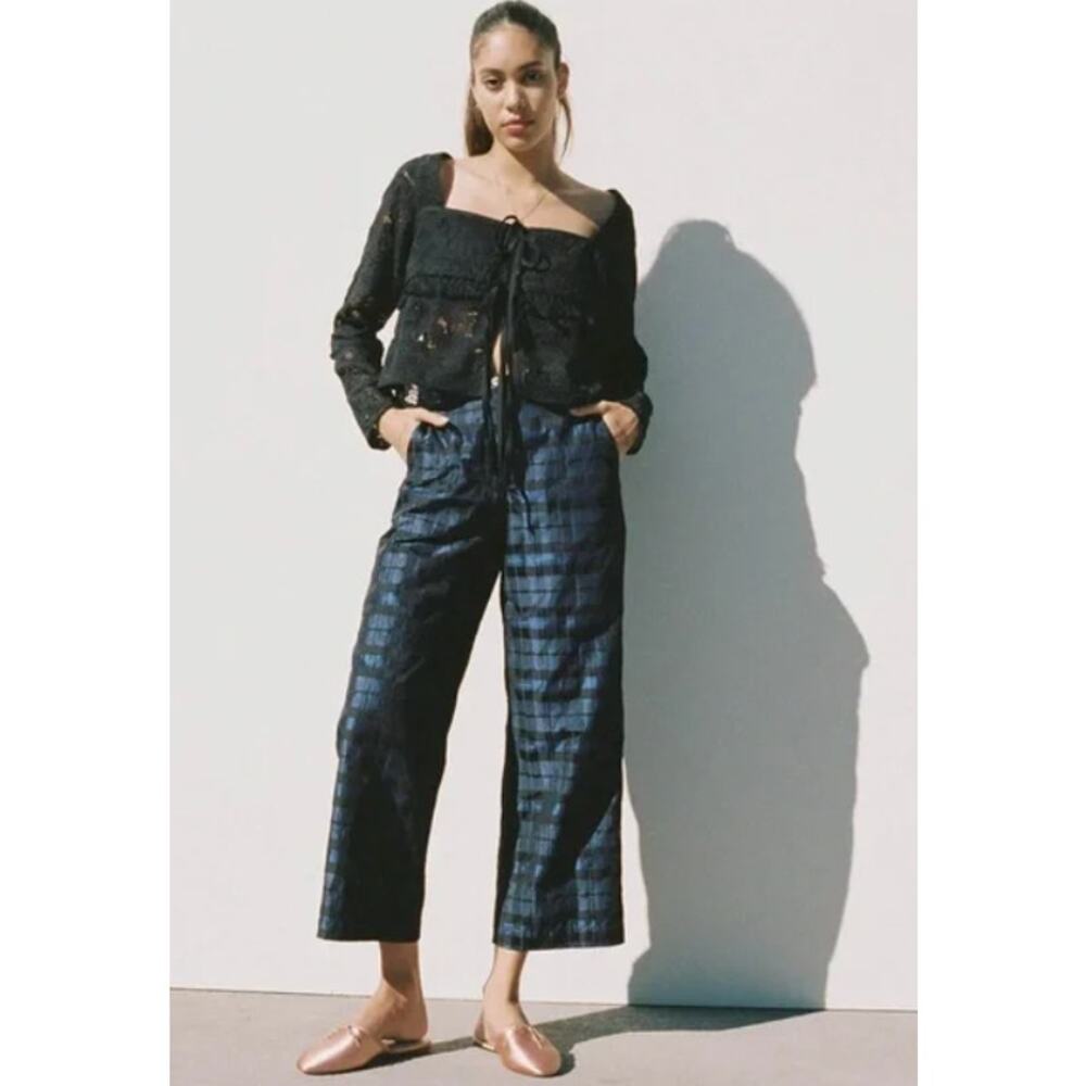 Ciao Lucia Pietro Woven Taffeta Pant Sapphire Womens Blue Size Small Made in La